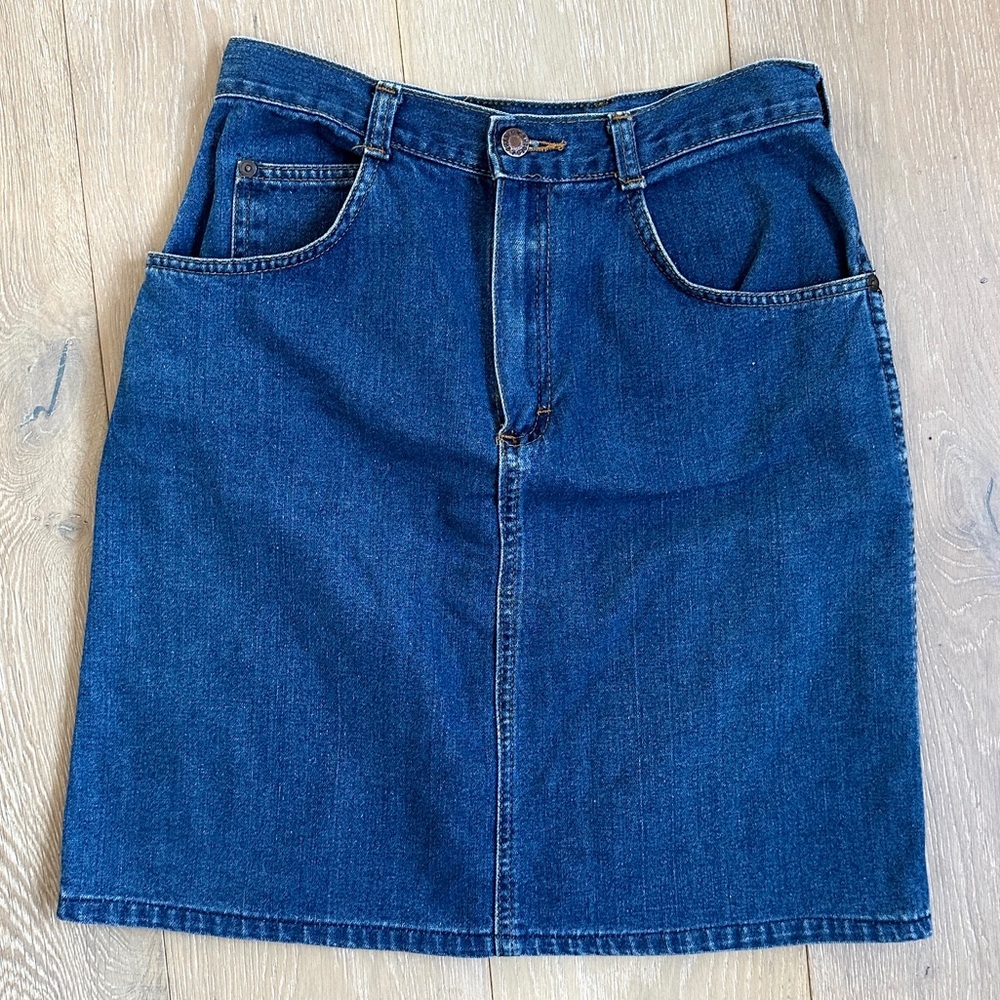 Vintage Jean Skirt Shades brand Western Denim 80s Medium wash size 11